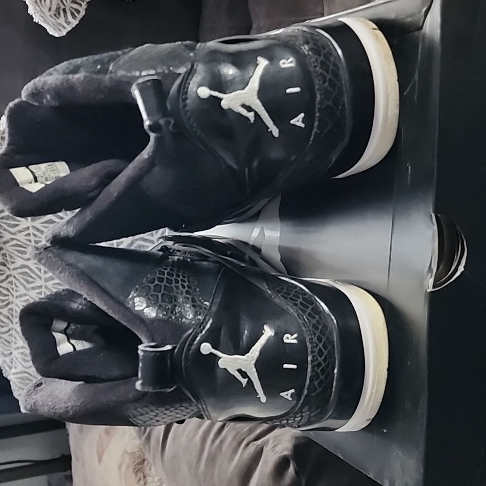 Air Jordan Flight 45 High IP S&S size 13 black and white with snake skin - Picture 3 of 5